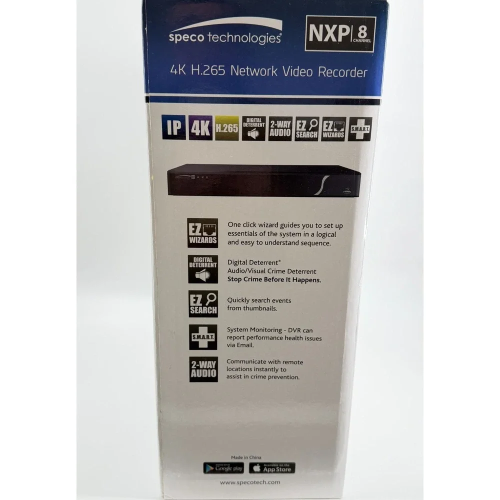 Speco N8NXP6TB - Network Video Recorder 4K Video 6TB Hard Drive 8 Channel